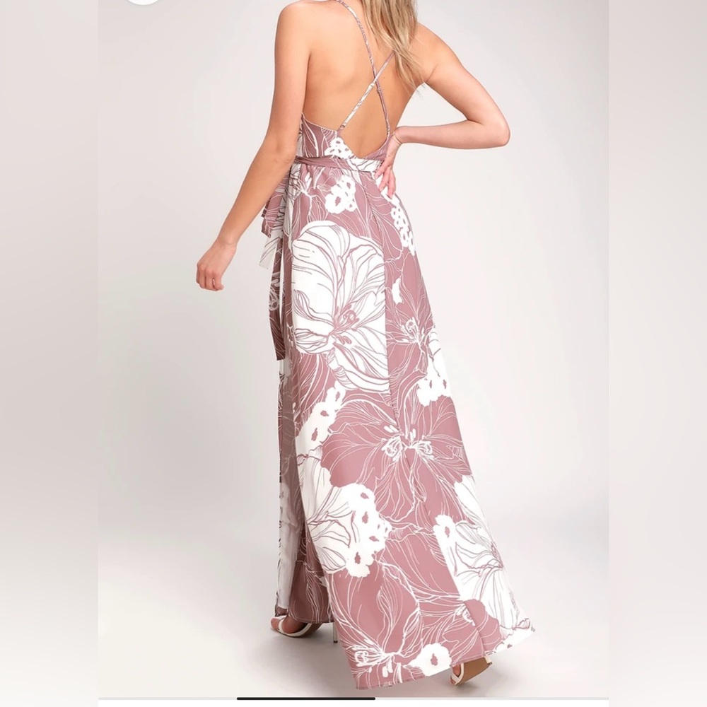 Always mine Lulus mauve dress Sold Out maxi wrap M - Picture 2 of 3